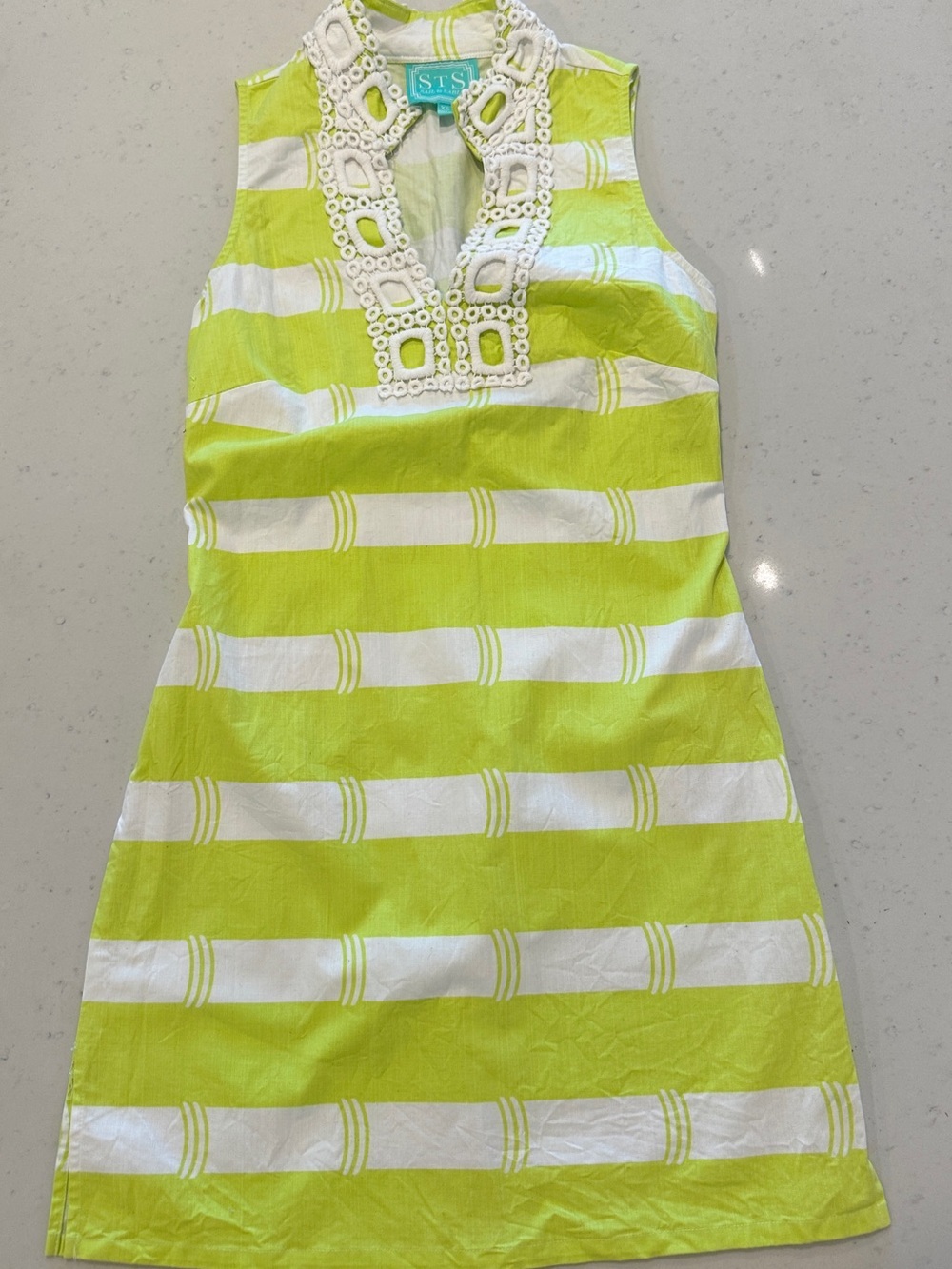 NWOT Sail to Sable Bright Green Striped Sleeveless Dress Size XS
